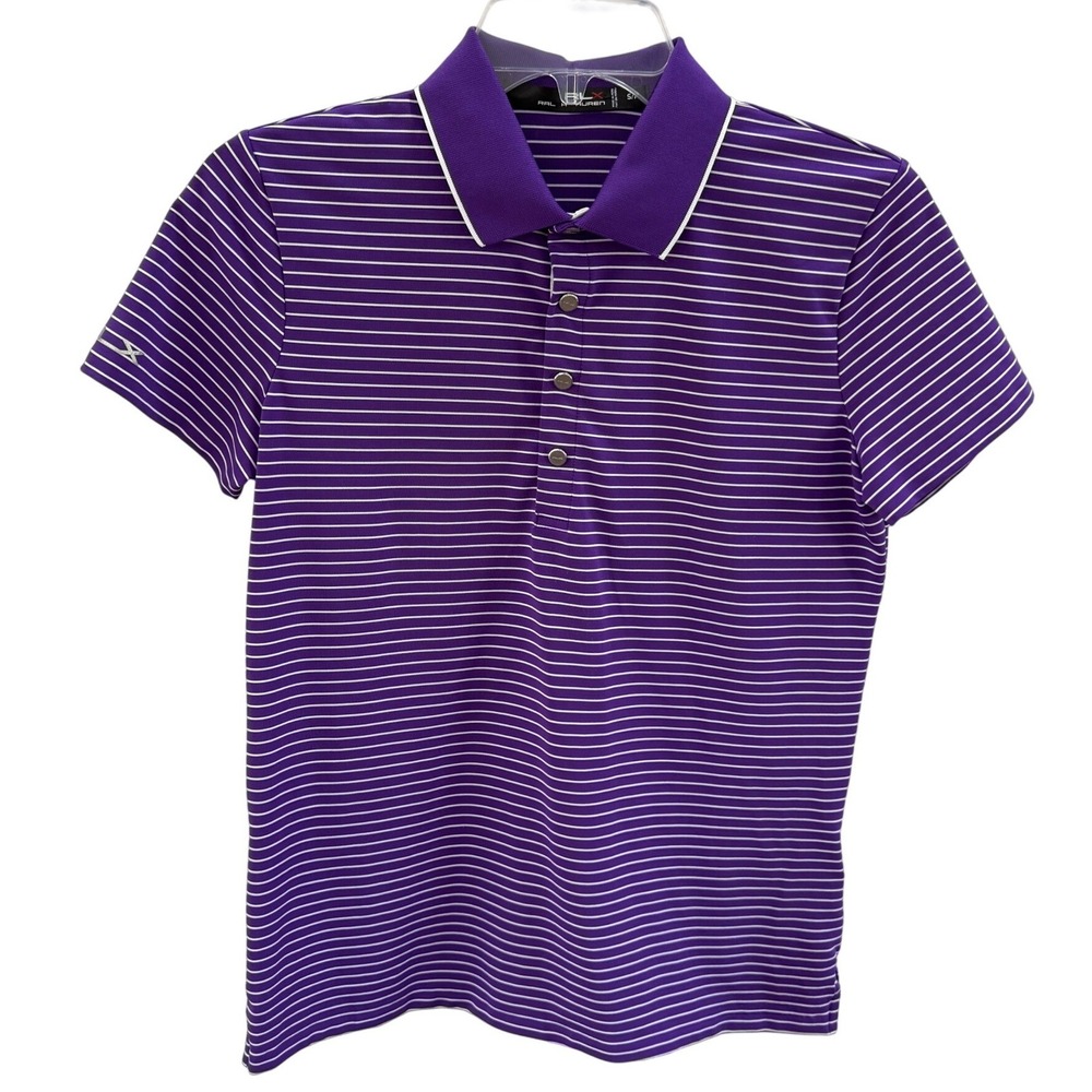 RLX Ralph Lauren Polo Women's Small Purple Striped Golf Shirt Stretch Preppy